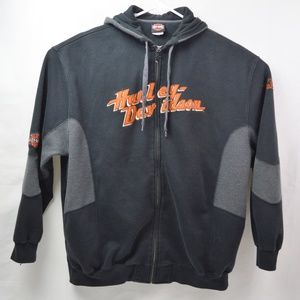 Harley-Davidson Men's Zip-Up Hoodie 2XL Black Gray